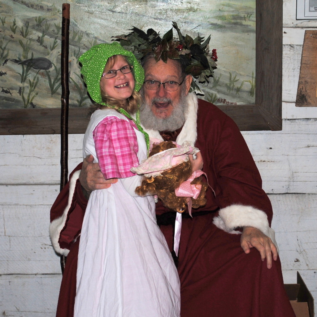 Pioneer girl with Father Christmas